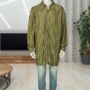 Y2K Vintage Creme De Silk Multi Color Button Down Nightclub Club Hip Hop Shirt